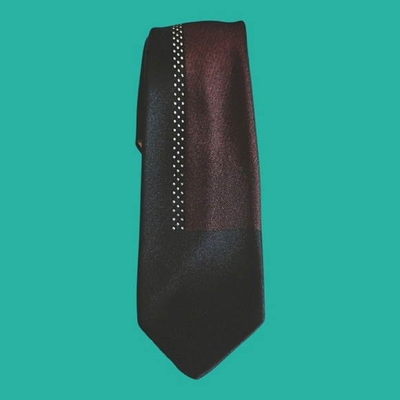 VTG LANVIN Estate Two-tone Black and Plum Skinny Silk Tie - FLAWED
